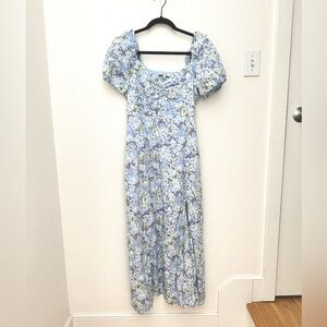 &Other Stories Puff Sleeve Linen Midi Dress